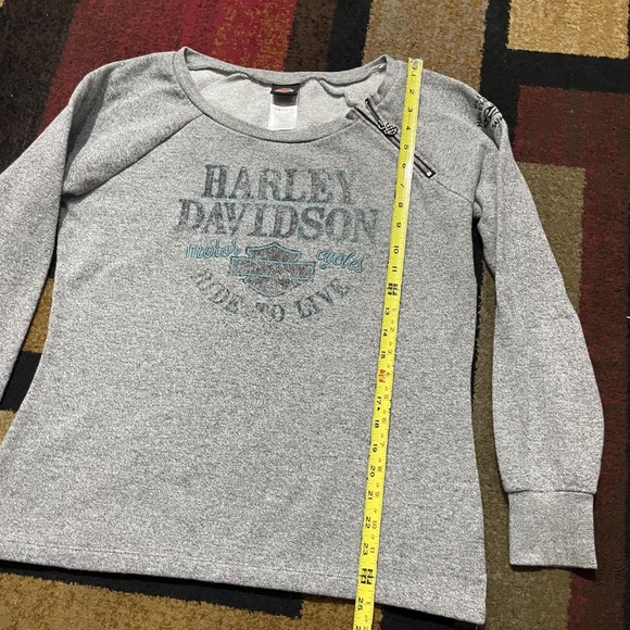 Harley-Davidson Women’s Bar & Shield Rib-Knit Zip Sweatshirt — Gray (Size Medium - Picture 6 of 9